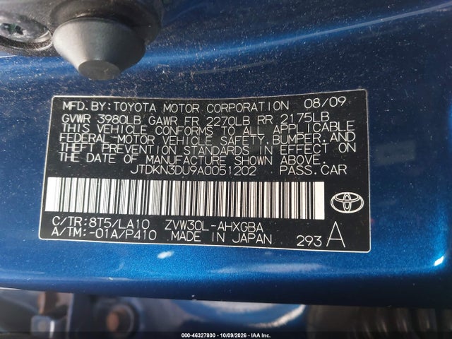 46327800 :رقم المزاد ، JTDKN3DU9A0051202 vin ، 2010 Toyota Prius Iv مزاد بيع