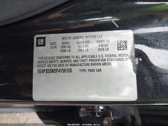 46327901 :رقم المزاد ، 1G4PS5SK5F4156150 vin ، 2015 Buick Verano Leather Group مزاد بيع