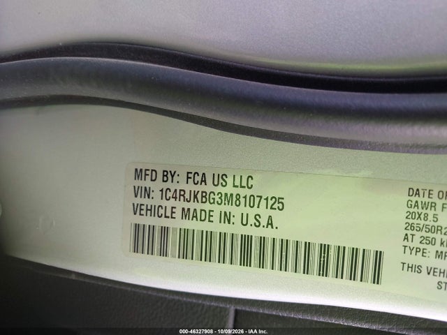 1C4RJKBG3M8107125 Jeep Grand Cherokee L Limited 4x4