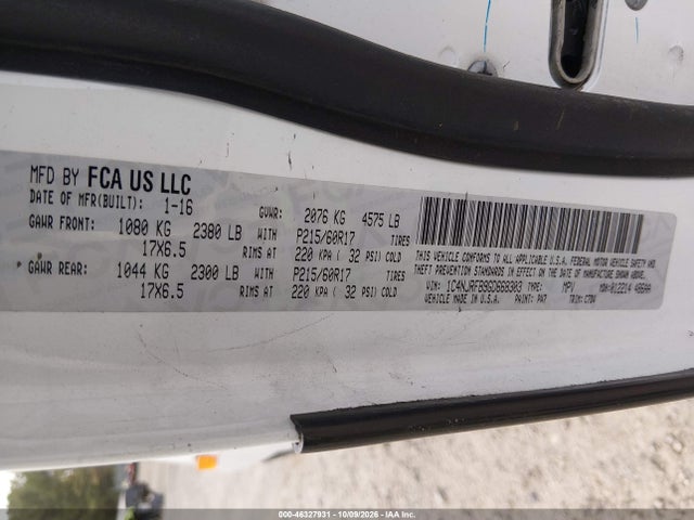 2016 Jeep Patriot Latitude მანქანა იყიდება აუქციონზე, vin: 1C4NJRFB9GD668303, აუქციონის ნომერი: 46327931
