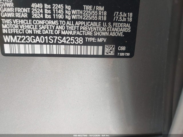 Aukcja sprzedaży 2025 Mini Countryman Cooper S, vin: WMZ23GA01S7S42538, numer aukcji: 46327940