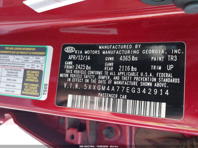 KIA Optima Lx 2014 5XXGM4A77EG342914 Image 9