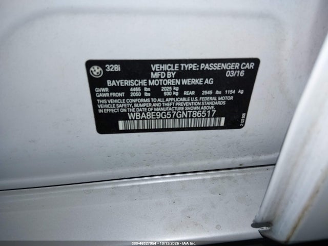 WBA8E9G57GNT86517 BMW 328I