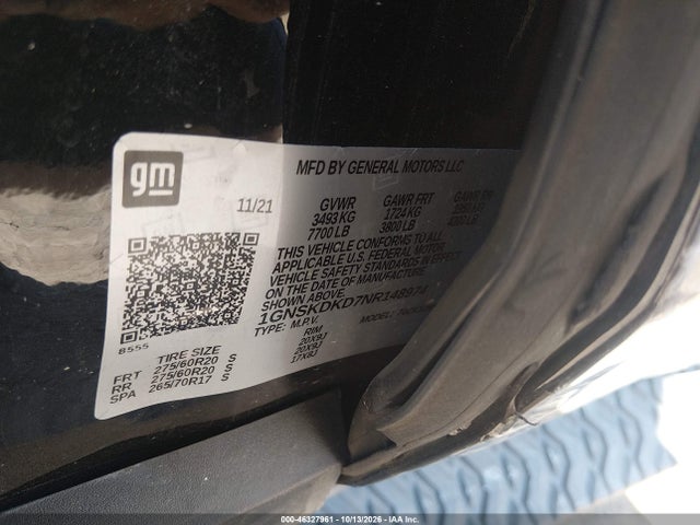 Aukcja sprzedaży 2022 Chevrolet Suburban 4wd Z71, vin: 1GNSKDKD7NR148974, numer aukcji: 46327961