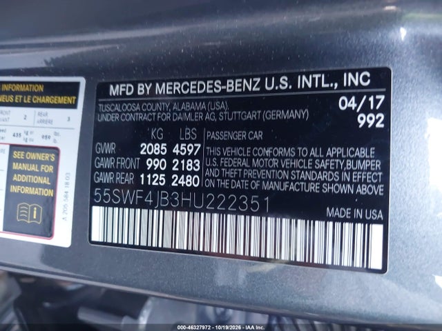 55SWF4JB3HU222351 Mercedes-Benz C 300