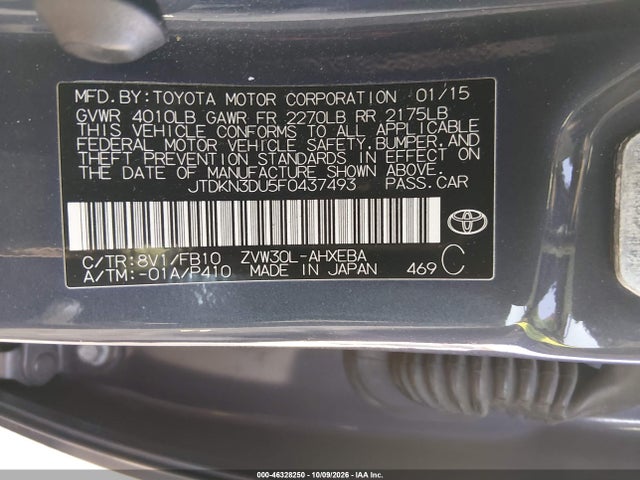 Toyota Prius Three 2015 JTDKN3DU5F0437493 Image 9