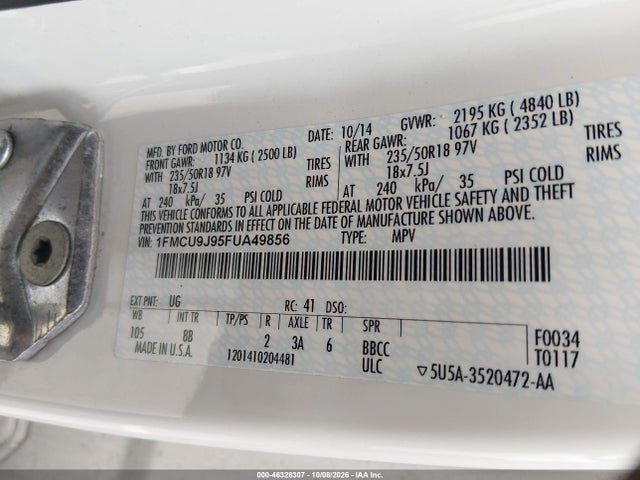 Ford Escape Titanium 2015 1FMCU9J95FUA49856 Image 9