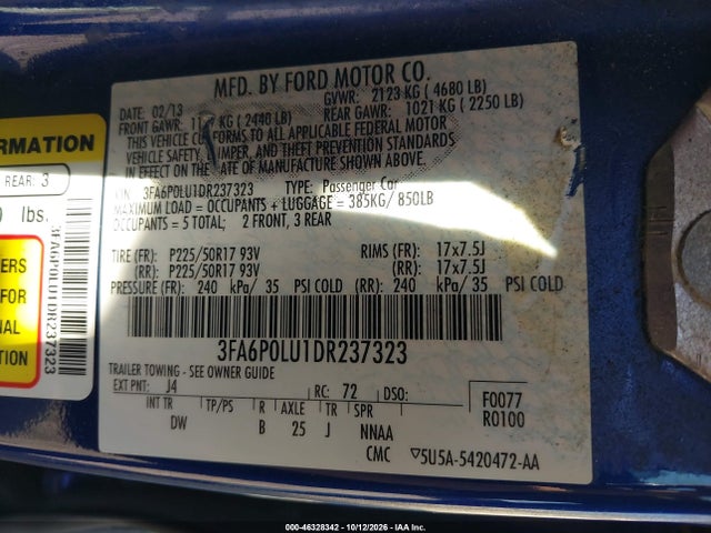Продаж на аукціоні авто 2013 Ford Fusion Hybrid Se, vin: 3FA6P0LU1DR237323, номер лоту: 46328342