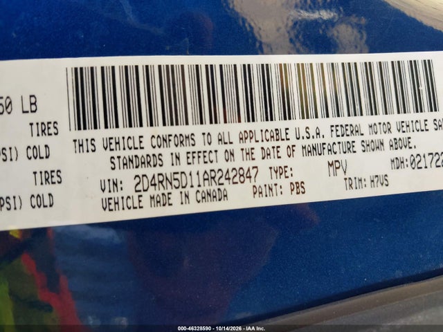Продажа на аукционе авто 2010 Dodge Grand Caravan Sxt, vin: 2D4RN5D11AR242847, номер лота: 46328590