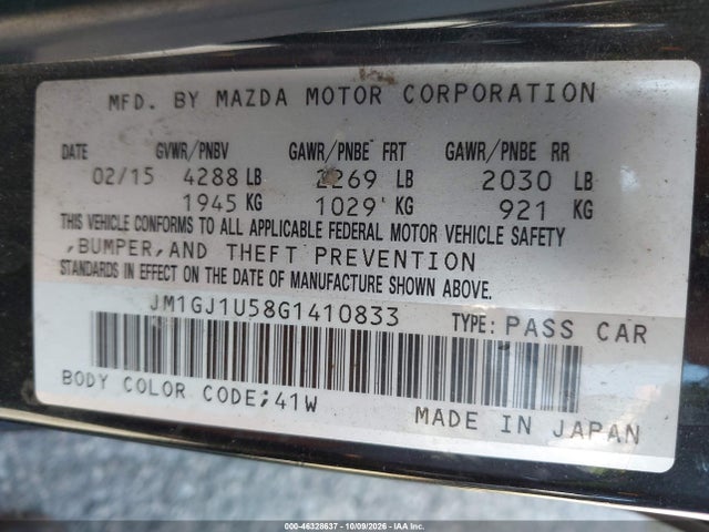 JM1GJ1U58G1410833 Mazda Mazda6 I Sport