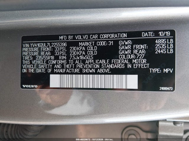 Продажа на аукционе авто 2020 Volvo Xc40 T5 Inscription, vin: YV4162UL7L2255396, номер лота: 46328672