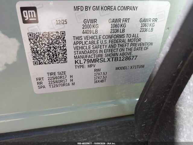 46328677 :رقم المزاد ، KL79MRSLXTB128677 vin ، 2026 Chevrolet Trailblazer Awd Lt مزاد بيع