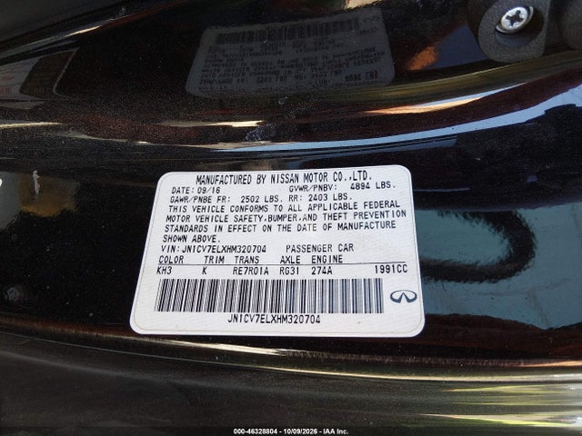46328804 :رقم المزاد ، JN1CV7ELXHM320704 vin ، 2017 Infiniti Q60 2.0t Premium مزاد بيع