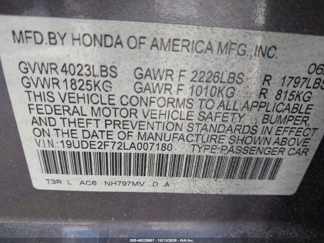 Продаж на аукціоні авто 2020 Acura Ilx Premium Package/technology Package, vin: 19UDE2F72LA007180, номер лоту: 46328867