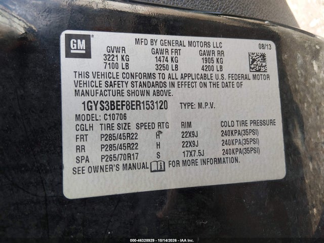 Продаж на аукціоні авто 2014 Cadillac Escalade Luxury, vin: 1GYS3BEF8ER153120, номер лоту: 46328929