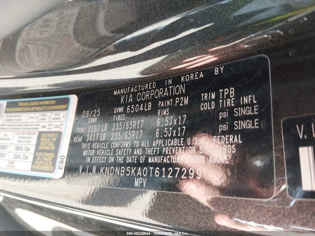 2026 Kia Carnival Mpv Hybrid Lxs მანქანა იყიდება აუქციონზე, vin: KNDNB5KA0T6127299, აუქციონის ნომერი: 46328944