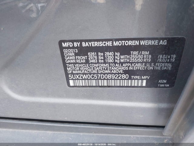 Продаж на аукціоні авто 2013 Bmw X5 Xdrive35d, vin: 5UXZW0C57D0B92280, номер лоту: 46329138