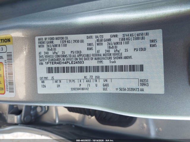 Ford Ranger Xlt 2023 1FTER4EH4PLE24503 Image 9