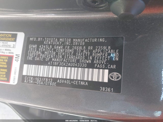 Продаж на аукціоні авто 2010 Toyota Camry Le, vin: 4T1BF3EK2AU043330, номер лоту: 46329294