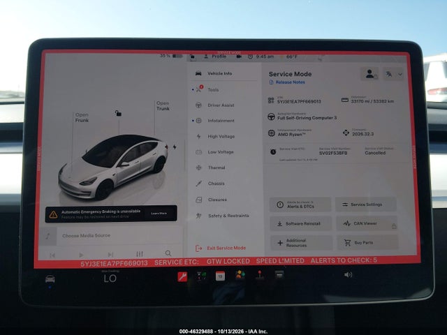 5YJ3E1EA7PF669013 Tesla Model 3 Rear-wheel Drive
