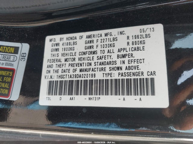 Продаж на аукціоні авто 2013 Honda Accord Lx-s, vin: 1HGCT1A39DA020199, номер лоту: 46329591