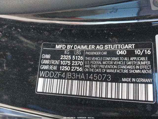 46329619 :رقم المزاد ، WDDZF4JB3HA145073 vin ، 2017 Mercedes-benz E 300 مزاد بيع