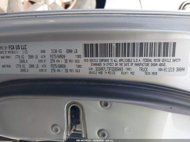 Продажа на аукционе авто 2015 Ram 1500 Big Horn, vin: 3C6RR7LT3FG585003, номер лота: 46329713