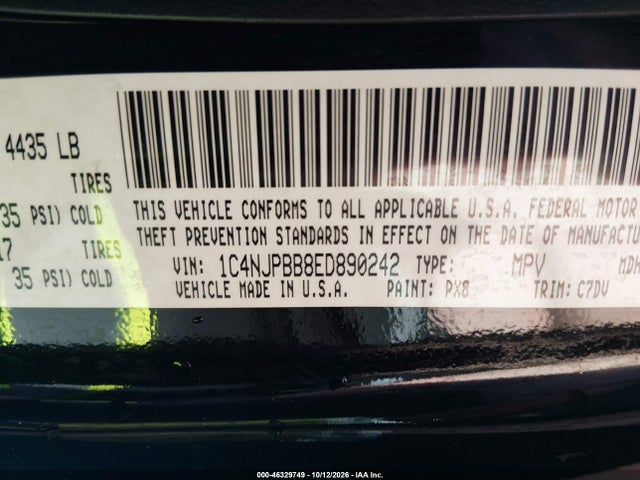 2014 Jeep Patriot Sport მანქანა იყიდება აუქციონზე, vin: 1C4NJPBB8ED890242, აუქციონის ნომერი: 46329749