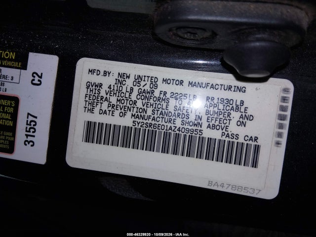 46329920 :رقم المزاد ، 5Y2SR6E01AZ409955 vin ، 2010 Pontiac Vibe Gt مزاد بيع