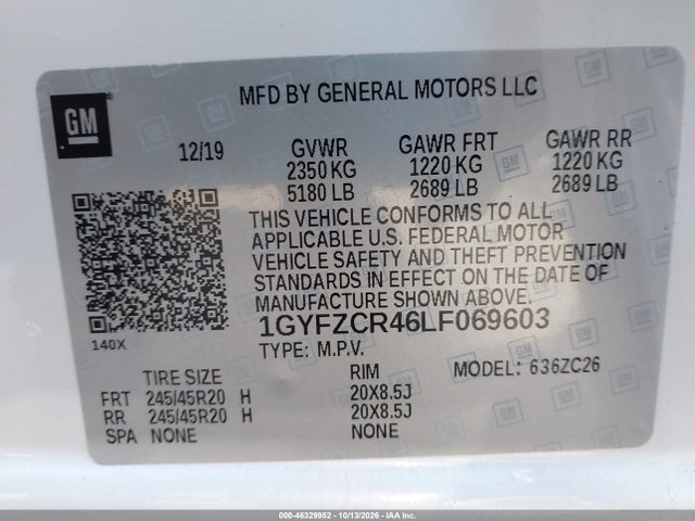 Продаж на аукціоні авто 2020 Cadillac Xt4 Fwd Premium Luxury, vin: 1GYFZCR46LF069603, номер лоту: 46329952