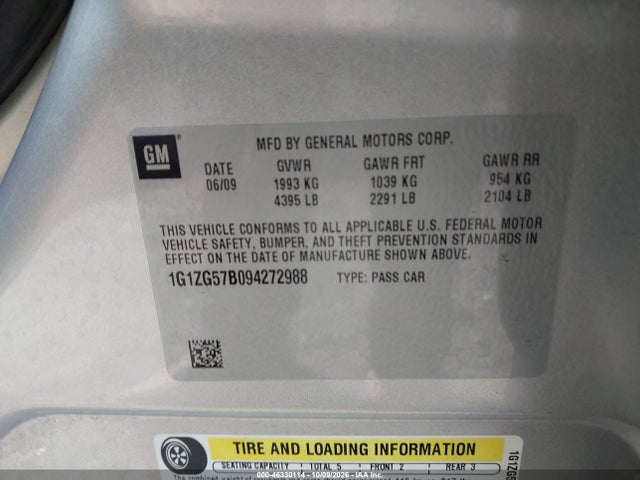 Продаж на аукціоні авто 2009 Chevrolet Malibu Ls, vin: 1G1ZG57B094272988, номер лоту: 46330114