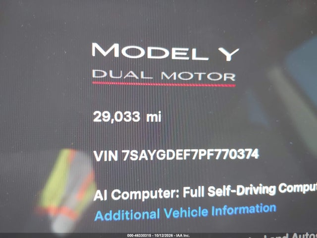 7SAYGDEF7PF770374 Tesla Model Y Performance Dual Motor All-wheel Drive