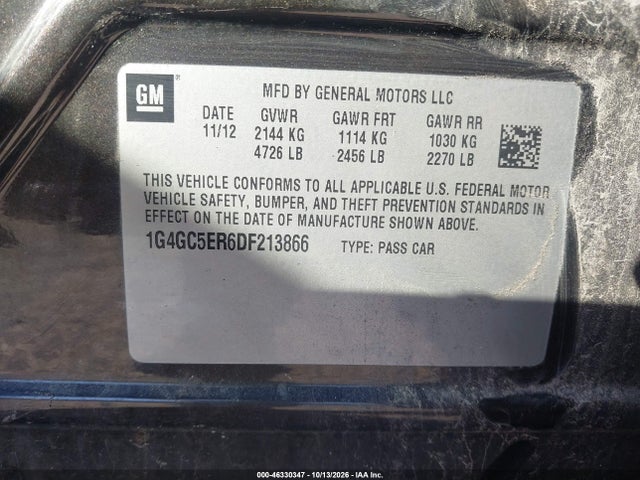 Продаж на аукціоні авто 2013 Buick Lacrosse Leather Group, vin: 1G4GC5ER6DF213866, номер лоту: 46330347