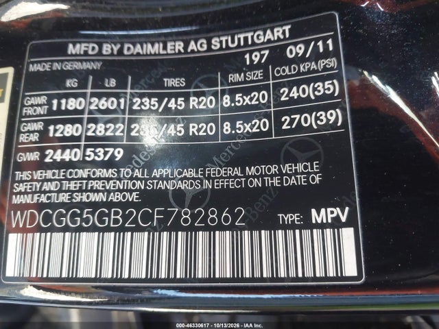 2012 Mercedes-benz Glk 350 მანქანა იყიდება აუქციონზე, vin: WDCGG5GB2CF782862, აუქციონის ნომერი: 46330617