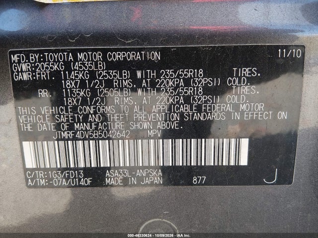 Продажа на аукционе авто 2011 Toyota Rav4 Sport, vin: JTMRF4DV5B5042642, номер лота: 46330624