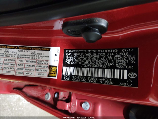 Продаж на аукціоні авто 2019 Toyota Prius Xle, vin: JTDL9RFU2K3012217, номер лоту: 46331493