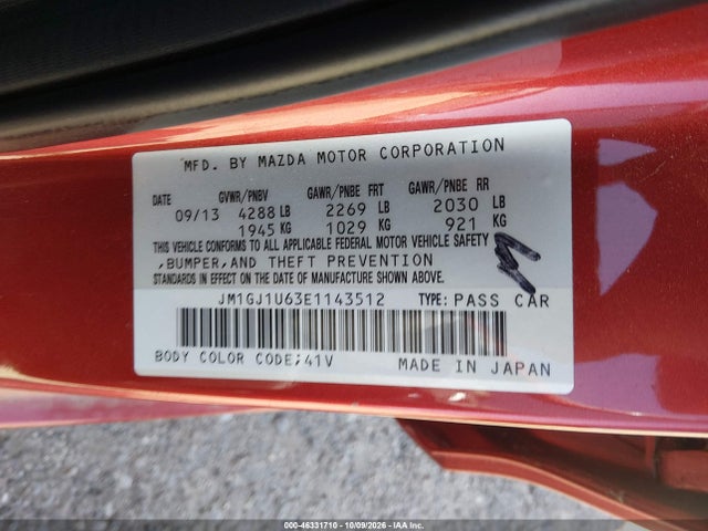 Продажа на аукционе авто 2014 Mazda Mazda6 I Sport, vin: JM1GJ1U63E1143512, номер лота: 46331710