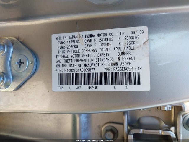 Продаж на аукціоні авто 2010 Acura Tsx 2.4, vin: JH4CU2F61AC009877, номер лоту: 46331802