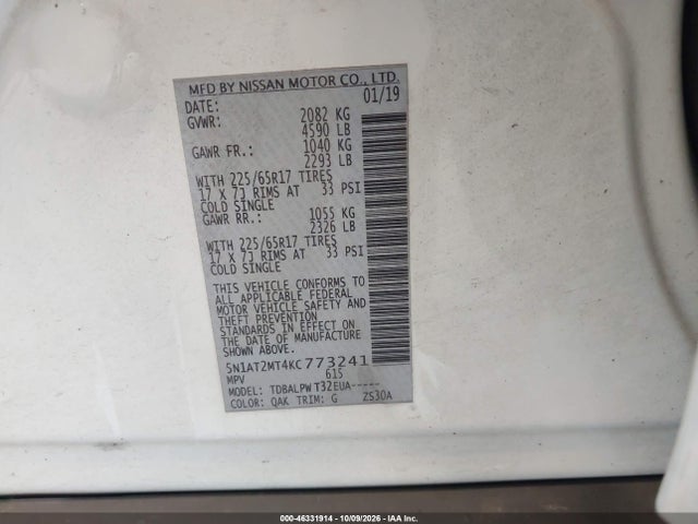 Nissan ROGUE S 2019 5N1AT2MT4KC773241 Image 9