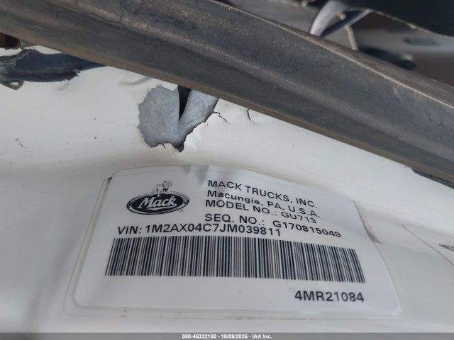 Продаж на аукціоні авто 2018 Mack Granite, vin: 1M2AX04C7JM039811, номер лоту: 46332100