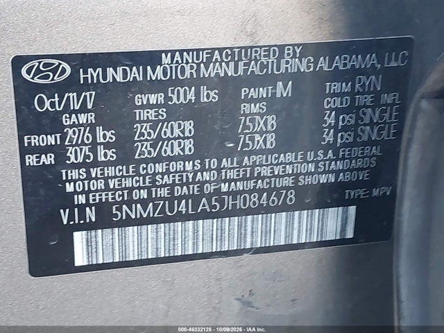 5NMZU4LA5JH084678 Hyundai Santa Fe Sport 2.0t