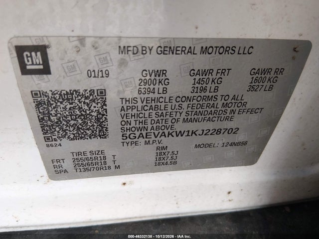 Продажа на аукционе авто 2019 Buick Enclave Awd Essence, vin: 5GAEVAKW1KJ228702, номер лота: 46332138