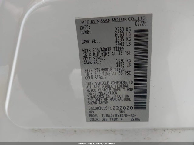 Nissan Pathfinder Sl 2026 5N1DR3CE9TC222020 Image 9