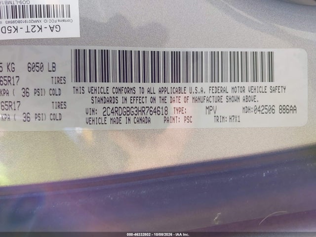 Dodge Grand Caravan Se 2017 2C4RDGBG3HR764618 Image 9