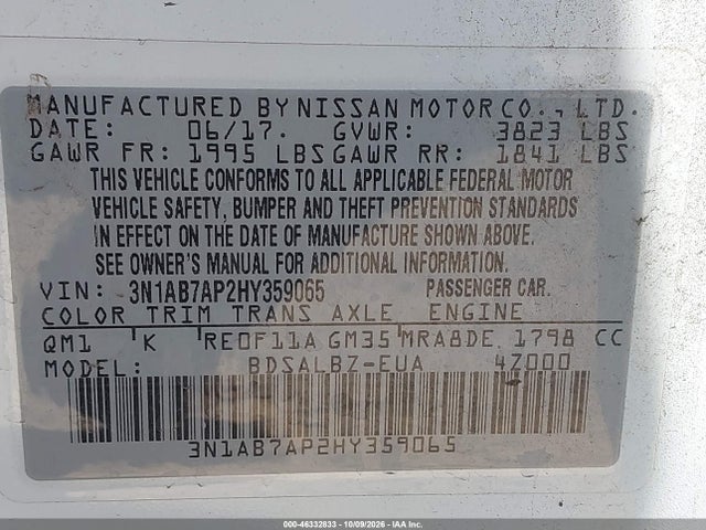 3N1AB7AP2HY359065 Nissan SENTRA S