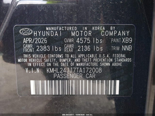 2026 Hyundai Sonata Hybrid Blue მანქანა იყიდება აუქციონზე, vin: KMHL24JJ7TA172008, აუქციონის ნომერი: 46332877