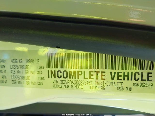 RAM 2500 Tradesman 2016 3C7WR5AJ3GG373403 Image 9