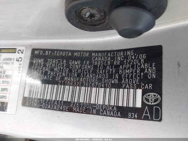46332957 :رقم المزاد ، 2T1BR32E36C670410 vin ، 2006 Toyota Corolla Ce مزاد بيع