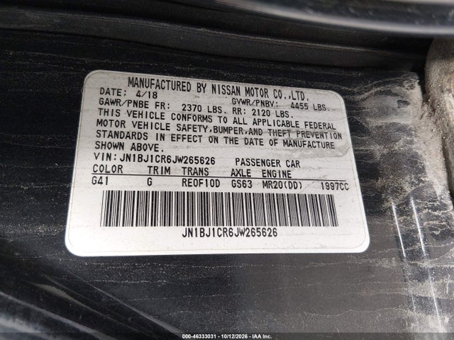 Продаж на аукціоні авто 2018 Nissan Rogue Sport S, vin: JN1BJ1CR6JW265626, номер лоту: 46333031