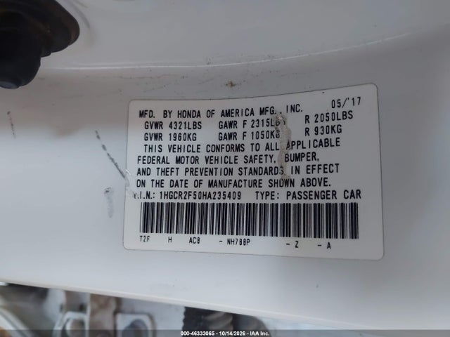 1HGCR2F50HA235409 Honda Accord Sport